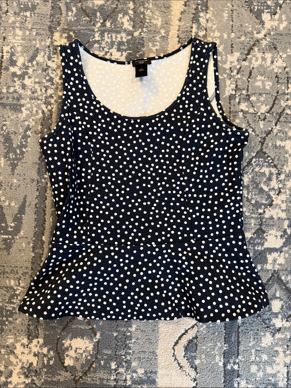 Navy Polka Dot Peplum Tank